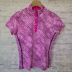 Tail Activewear Mock Neck Quarter Snap Short Sleeve Athletic Golf Top XS